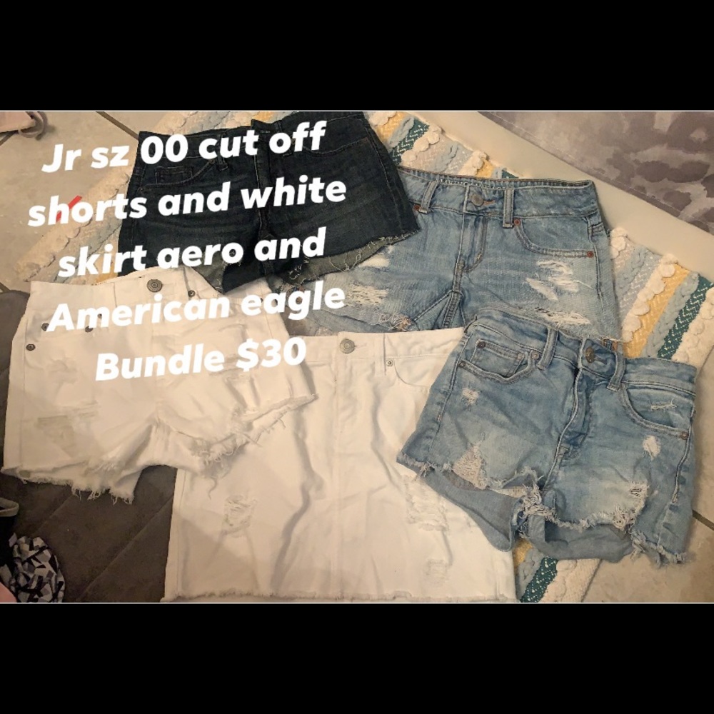 Jr sz 00 denim cut off shorts and skirt bundle